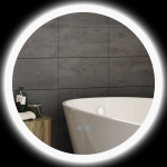 kleankin Miroir rond lumineux LED de salle de bain Ø 60 cm mural avec éclairage 3 couleurs interrupteur tactile 29 W gris