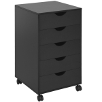 HOMCOM Cassettiera Ufficio con Ruote e 5 Cassetti 40x40x67 cm Nero