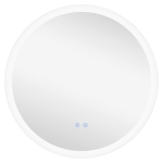 kleankin LED Badspiegel, einstellbare Helligkeit, Entnebelung, Touch, IP44, Metall/Glas, Ø60 cm, Weiß/Silber