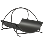 Outsunny Haardhoutrek voor binnen 51 x 38 x 33cm geometrisch houtopslagrek met handvat van metaal, Zwart