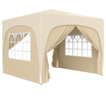 Outsunny Tonnelle Barnum Tente de réception Pliante 3 x 3 x 2,73 m avec fenêtres + Sac de Transport Sable