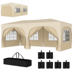 Outsunny Tonnelle pliante 3 x 6m Pop Up, UPF50+ Hauteur ajustable, avec sac de transport et sacs de sable, Sable