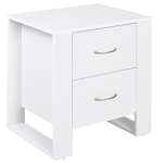 HOMCOM Noptiera Moderna din Lemn, Noptiera 2 Sertare pentru Dormitor cu Manere Argintate, 48x39x54cm, Alb