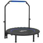 HOMCOM Trampoline Pliable Ø114 cm avec Poignée Ajustable Cadre en Acier pour Entraînement Jambes Corps Bleu et Noir