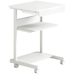 HOMCOM Birou de computer pe roți, birou cu depozitare 56 x 51 cm cu sertar, compartiment și suport CPU, alb