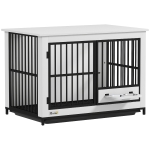 PawHut Grote hondenbox, gemakkelijke toegang, vergrendeld, draaibare komhouder, voor kleine en grote honden, Wit