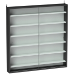 HOMCOM Estante de Exhibición de 6 Estantes Ajustables en Madera con Puertas de Cristal, 80x9.5x83 cm, Blanco y Negro