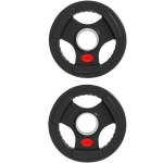 SPORTNOW Set de Disques Poids 2x2.5 kg avec Trou 5 cm et 3 Poignées, Acier avec Revêtement en Plastique, Noir