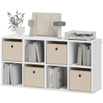 HOMCOM Étagère de 8 Cubes avec 4 Tiroirs en Tissu Horizontale ou Verticale pour Salon Chambre 105,9x30x53,7 cm Blanc et Beige