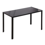 HOMCOM Table à manger pour 4 personnes, table de cuisine avec plateau en verre trempé et pieds en métal, 120x60x75cm, noir
