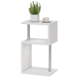 HOMCOM Table d'Appoint avec Lumière LED de 3 Niveaux avec Etagères et Structure en Aluminium pour Salon Chambre à Coucher 44x38x75 cm Blanc