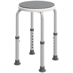 HOMCOM 360° Swivel Shower Chair, Height Adjustable Aluminium Shower Stool with Non-Slip Feet for Disabled, Elderly, Grey