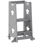 AIYAPLAY Escalera Montessori Convertible en Set de Mesa y Sillas con Barra de Seguridad, en Madera, 60x44.5x86 cm, Gris