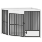 PawHut Cage pour chien, Boîte de séjour pour petits et moyens chiens, Porte d'alimentation pour animaux de compagnie, MDF, Métal, Blanc