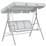 Outsunny Metal Garden Swing Chair, 3-Seater Swing Seat, Patio Hammock Bench Canopy Lounger, Light Grey