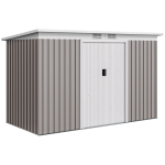 Outsunny Gartenhaus 3,6 m² Geräteschuppen aus verzinktem Stahl 280 x 130 x 172 cm, Hellgrau