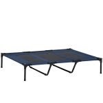 PawHut Dog Bed, Foldable, Outdoor Dog Cot, Elevated Stand, 122 cm x 92 cm x 23 cm, Blue + Black