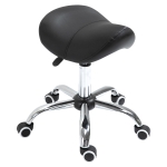 HOMCOM Saddle Stool Work Stool Swivel Stool Rolling Stool Beauty Stool Padded Height Adjustable (Black)