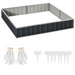 Outsunny Jardinieră Modulară Fără Fund, Jardinieră Ridicată din Oțel pentru Plante și Ierburi, 258x90x30 cm, Gri Închis