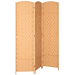 HOMCOM Paravento da interno in legno a 3 pannelli pieghevole, 135 x 180 cm, Marrone chiaro