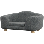 PawHut Pets Sofa Dog Mat Dog Bed Dog Couch Cat Sofa with Pillow Back Pocket Plush Foam Pine Wood Dark Grey 70 x 47 x 30 cm