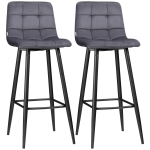 HOMCOM Set of 2 Bar Stools with Footrest in Retro Design 42 cm x 47 cm x 105 cm Gray