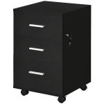 Vinsetto Bloco de Gavetas para Escritório Móvel de Arquivos com 3 Gavetas e Fechadura para Secretária Casa 40x40x61,5 cm Preto