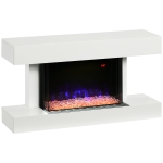 HOMCOM Elektrische haard, wandhaard met verwarming 2000 W, LED 3D vlammen effect, Kristallen, in 11 kleuren met 3 helderheidsniveaus, Wit