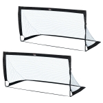 HOMCOM Fußballtor 2er Set faltbar 183 x 90 x 90 cm Fussballtor mit Tragetasche wetterfest Outdoor Fußball Tore für Erwachsene Fußballtore für Garten Training Freizeit Schwarz