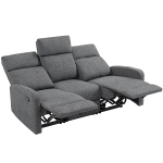 HOMCOM Canapé 3 Places Inclinable de Manière Indépendante avec Revêtement en Velours Gris, 179x91x98 cm