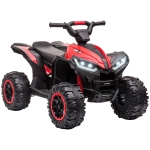 HOMCOM Quad Elettrico per Bambini 12V, 2 Velocità, Ruote Larghe con Clacson e Fari LED, Età 3-5 Anni, Rosso