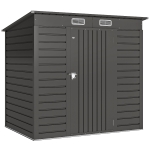 Outsunny 4 x 6ft Galvanised Metal Garden Shed, with Locking Door - Grey