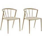 HOMCOM Pack de 2 Sillas de Comedor Moderno con Asiento de Cuerda de Papel Sillas de Cocina Apilables 51x51x71 cm Roble y Crema