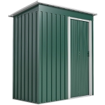 Outsunny Capanno Attrezzi con Tetto Inclinato e Porta Scorrevole, in Acciaio Zincato, 163x89x182 cm, Verde