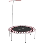 SPORTNOW Trampoline de Fitness Ø102 cm avec Barre Ajustable 5 Niveaux et Cadre en Acier pour Entraînement Jambes Corps Rose