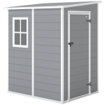 Outsunny Geräteschuppen, Tür mit Schloss, Fenster für Tageslicht & Belüftung, Aluminium, 122 x 149 x 192/177 cm Grau