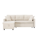 L-Shaped Convertible Sofa Bed with Reversible Chaise, Storage, Sleeper Sofa Ideal for Space-Saving Rooms, 196L x 126W x 79H cm, Beige