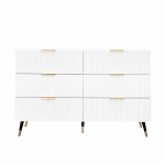Elegant Sideboard with Modern Design, Chest of Drawers and Storage Space, Cabinet for Space-Saving Room, 120L x 40W x 77H cm, White+Gold