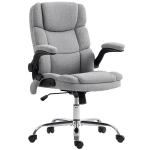 HOMCOM Chaise de Bureau Massante à 4 Points avec Chauffage et Accoudoirs Pliables, Gris