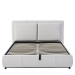 Upholstered Double Bed with Hydraulic Storage and Headboard, Full-Size Bed Ideal for Storing Bedding, 210L x 159W x 90H cm, Beige