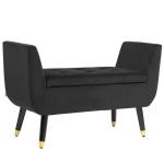 HOMCOM Sitzbank mit Stauraum und Armlehnen, Truhenbank, samtartiges Polyester, Kautschukholz, Dunkelgrau, 107 x 42 x 65 cm