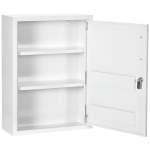 kleankin Armadietto Medicinali a Parete con 2 Ripiani e 2 Chiavi, in Acciaio, 40x15x53.5 cm, Bianco