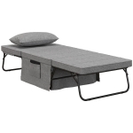 HOMCOM Sofá Cama 4 em 1  Estofado em Linho com Encosto Ajustável em 5 Níveis e Almofada Acolchoada  75x80x74 cm Cinza