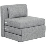 HOMCOM Fauteuil chauffeuse pliant 3 en 1 avec coussin, convertible, matelas dépliant pour invités, salon, bureau, gris