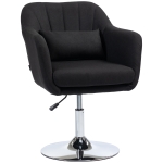 HOMCOM Drehstuhl, höhenverstellbarer Bürostuhl, leinenartiges Polyester, Metall, 60 x 60 x 79-91 cm, Schwarz