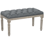 HOMCOM Polsterbank, Sitzbank, Bettbank mit Leinenoptik, Schminkbank für Flur, Diele, Schlafzimmer, Gummiholz, Grau, 81 x 41 x 41 cm