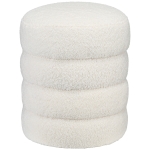 HOMCOM Hocker, rund, Teddyfleece, bis 120kg, Φ40x45H cm, Cremeweiß