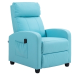 HOMCOM Poltrona Relax Massaggiante con Telecomando e 8 Programmi, Reclinazione e Poggiapiedi, Azzurro
