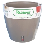 Pot de fleur rond en plastique - RIVIERA - EVA NEW - Avec réserve d'eau - Ø 46 cm - 49 L - Taupe