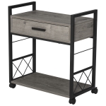 HOMCOM Beistelltisch Servierwagen mit Rädern Küchenwagen Kaffeetisch mit Schublade Ablage Sideboard beweglich Grau Spanplatte 60 x 30 x 65 cm